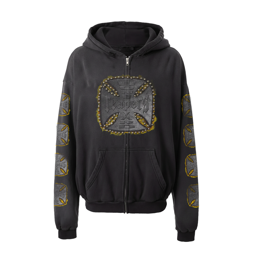 STUDDED CROSS ZIP UP