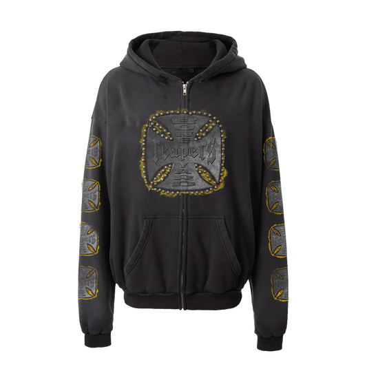 STUDDED CROSS ZIP UP